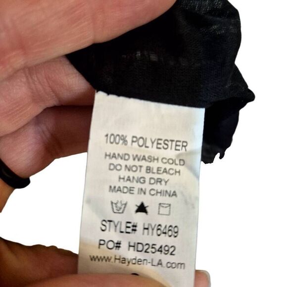 Hayden Women's Black/Orange/Ivory Poly Floral Lined Long Sleeve Dress - Picture 14 of 16